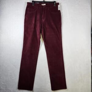 Goodthreads Mens Corduroy Pants 32x34 Maroon Slim Fit‎ Casual Fall Style